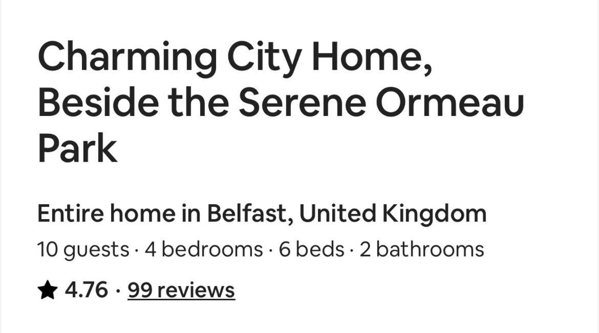 Charming City Home, Beside The Serene Ormeau Park 贝尔法斯特 外观 照片